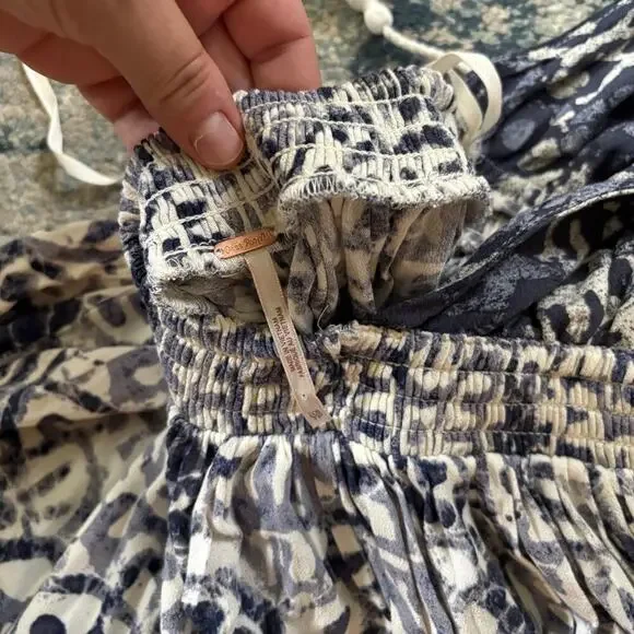 Free People Beach Day Mini Dress in Blue & White/ Ivory - Picture 6 of 6